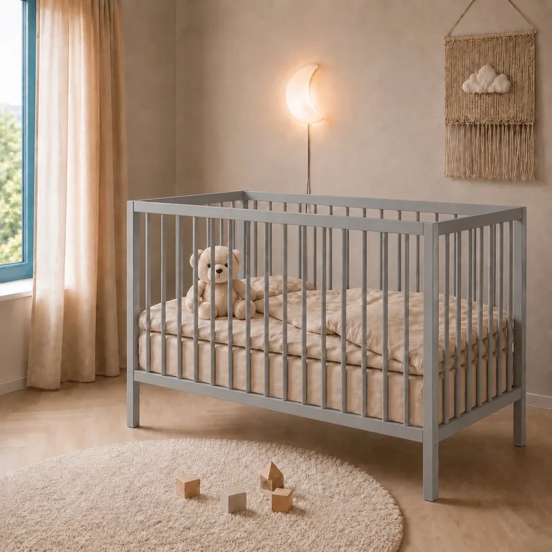 Baby Bed / Ledikant Mees 60x120 cm Met Verstelbare Bodem & Massief Hout by Born Lucky in Biscotti – product photo