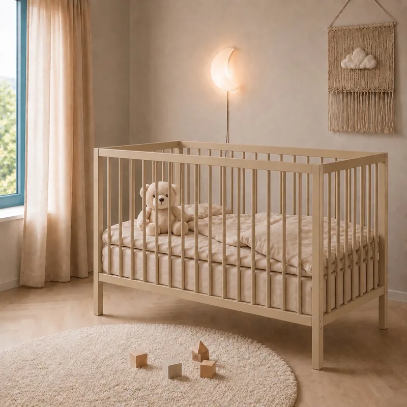 Baby Bed / Ledikant Mees 60x120 cm Met Verstelbare Bodem & Massief Hout de Born Lucky en Clay – photo produit
