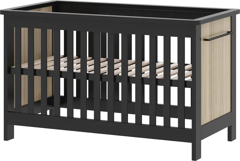 ® Baby Bed / Ledikant Oxford 60x120 cm Verstelbare Bodem - Zwart van Born Lucky in Oxford Zwart – productfoto