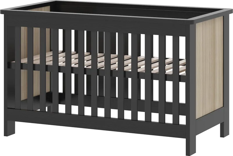 ® Baby Bed / Ledikant Reno 60x120 cm Verstelbare Bodem - Zwart by Born Lucky in Reno Zwart – product photo