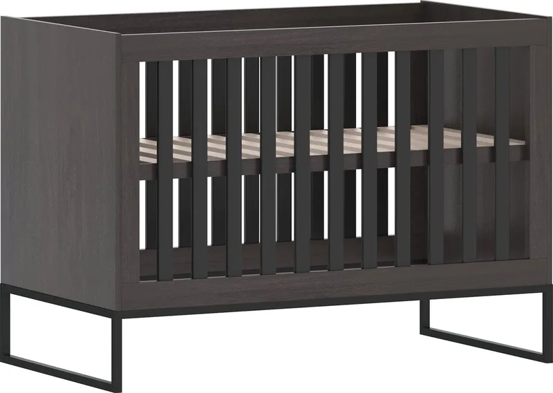 Baby Bed / Ledikant Toscane 60x120 cm Verstelbare Bodem de Born Lucky en Noir – photo produit