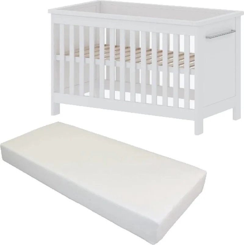 ® Baby Bed Met Matras Noël Wit 60 x 120 cm van Born Lucky in Noel Wit – productfoto