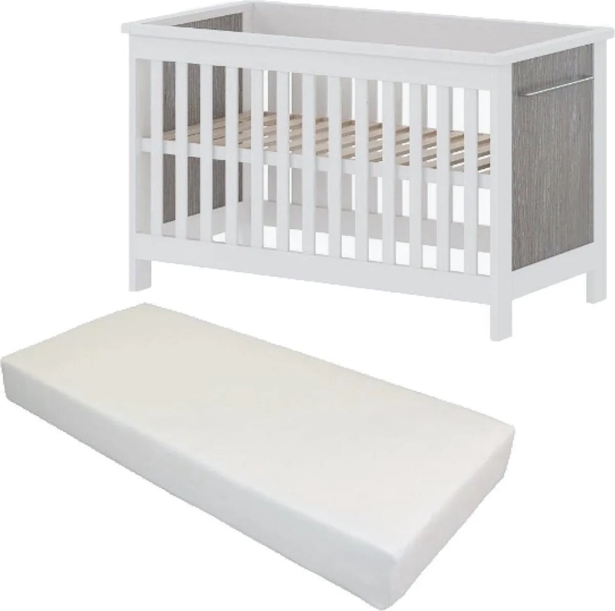 ® Babybed / Ledikant Noel Met Matras Wit/Eiken 60 x 120 cm de Born Lucky en Noel Wit – photo produit