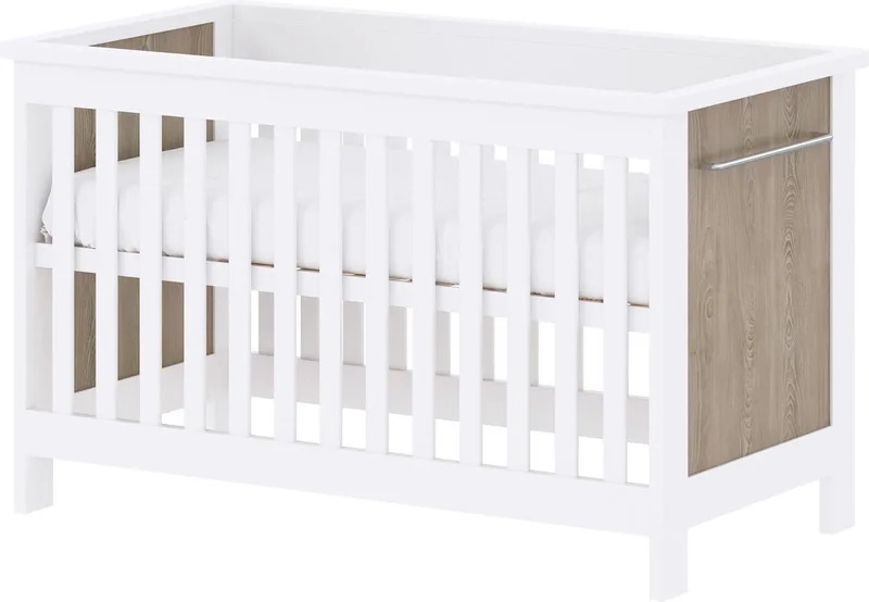 ® Babybed / Ledikant Noël verstelbare bodem 60x120 cm - Wit / Eiken by Born Lucky in Noël Wit, Eiken – product photo