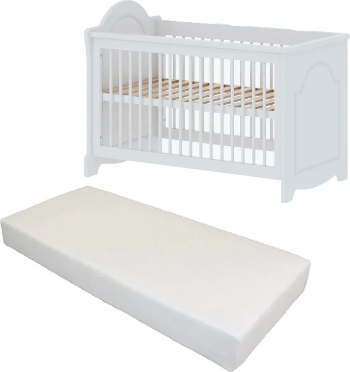 ® Babybed / Ledikant Ohio Met Matras Wit 60 x 120 cm van Born Lucky in Daphne Wit – productfoto