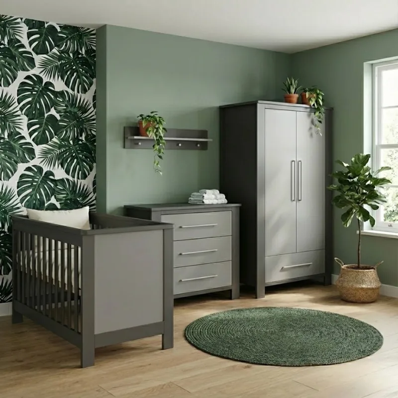 Barolo Babykamer 3-Delig – Ledikant, Commode en Kast – Vanaf Geboorte tot ca. 2,5 Jaar by Born Lucky in Grey – product photo