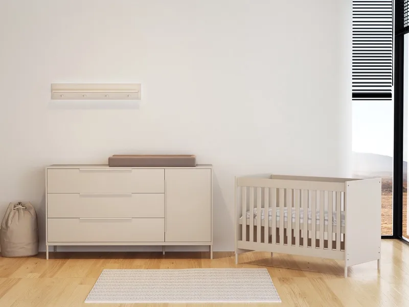 Belmond Babykamer 2-Delig – Ledikant en XL Commode – Vanaf Geboorte tot ca. 2,5 Jaar de Born Lucky en Beige – photo produit