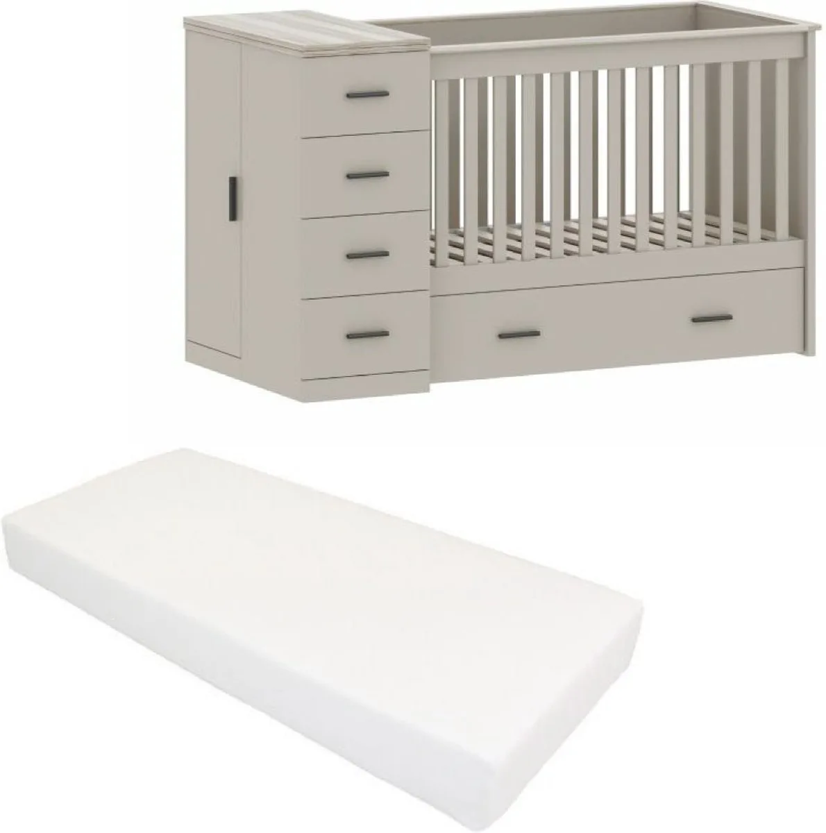 Combi Ledikant Memphis Met Matras van Born Lucky in Clay – productfoto