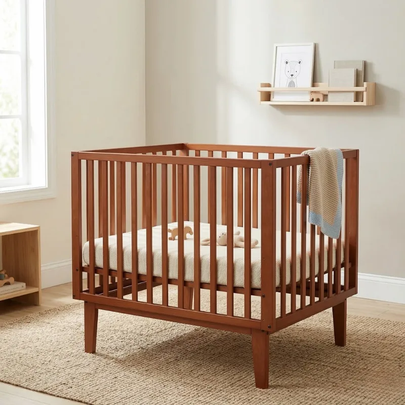 Cubo Baby Box / Babybox / Kinderbox – 100x80 cm – Verstelbare Bodem by Born Lucky in Walnoot – product photo