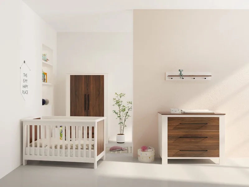 Dallas Babykamer 3-Delig – Ledikant, Commode en Kast – Vanaf Geboorte tot ca. 2,5 Jaar by Born Lucky in Cream – product photo