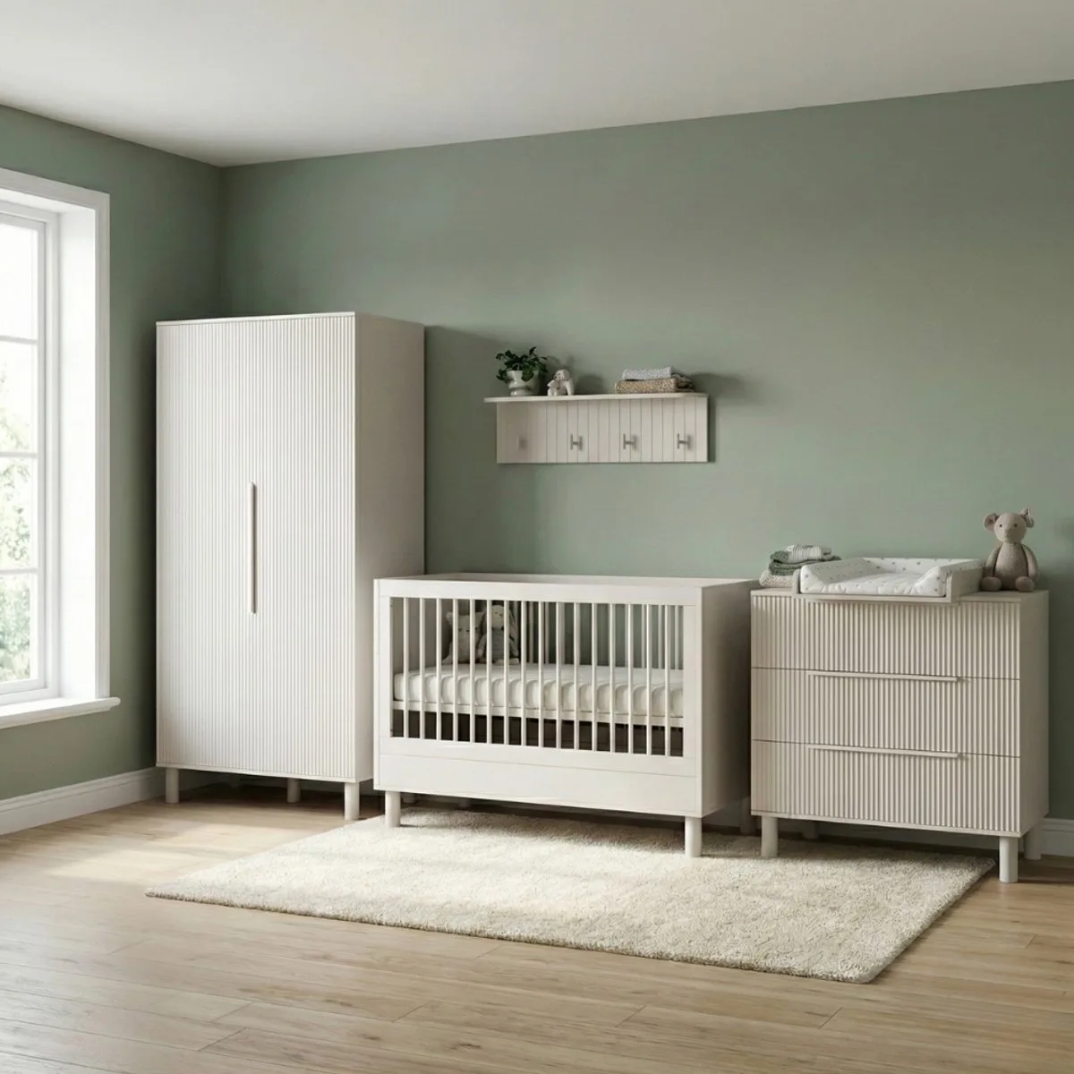 Delgado Meegroei Babykamer 3-Delig – Ledikant, Commode en Kast – Vanaf Geboorte tot ca. 5 Jaar von Born Lucky in Clay – Produktfoto