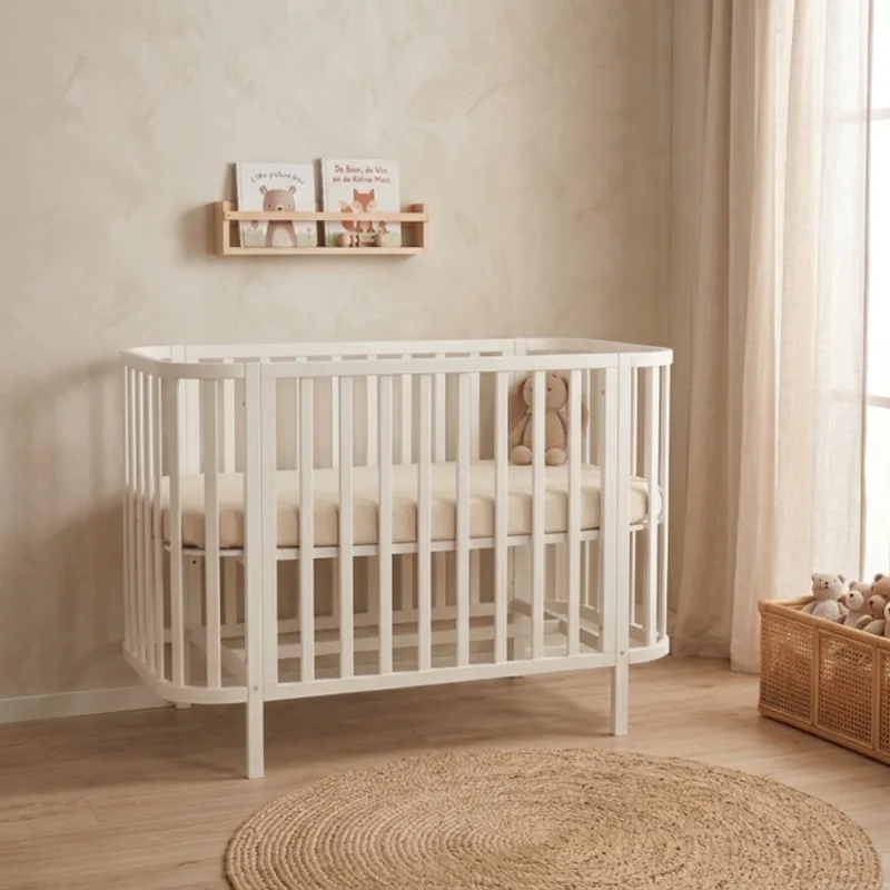 Florida - Babybed 60x120 cm - Verstelbare Bodem de Born Lucky en Blanc – photo produit