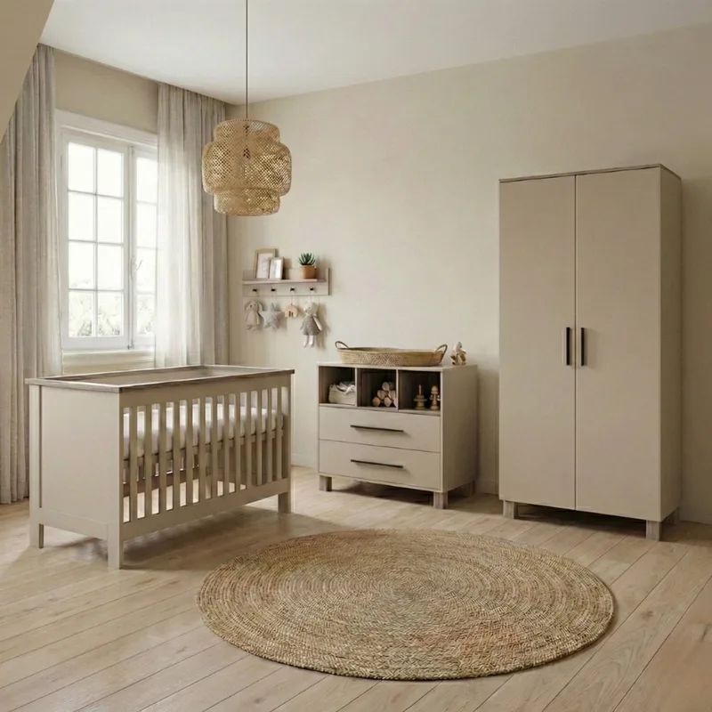 Geneve Babykamer 3-Delig – Ledikant, Commode en Kast – Vanaf Geboorte tot ca. 2,5 Jaar by Born Lucky in Beige – product photo
