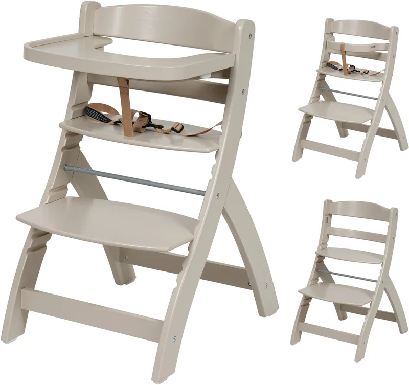 Kinderstoel / Eetstoel baby – In Hoogte Verstelbaar & Inclusief Eetblad – Vanaf 6 maanden - Clay van Born Lucky in Beige – productfoto