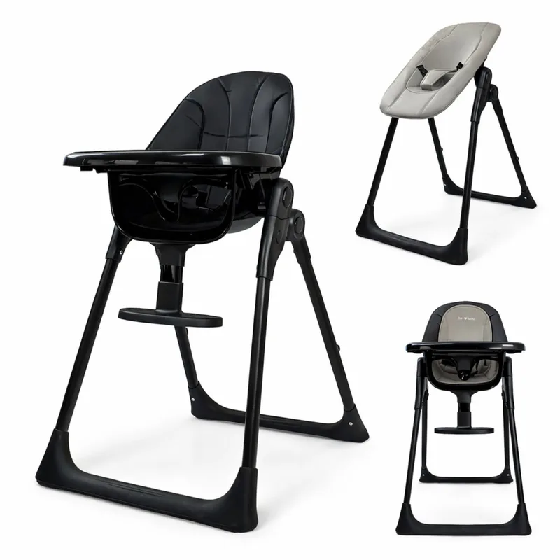 Kinderstoel – Meegroei Kinderstoel Met Babysit – 2 in 1 Kinderstoel – Makkelijk Inklapbaar – Geschikt vanaf Geboorte by Born Lucky in Black – product photo