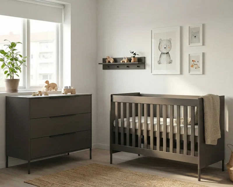 Lissabon Babykamer 2-Delig – Ledikant en Commode – Vanaf Geboorte tot ca. 2,5 Jaar de Born Lucky en Marron – photo produit