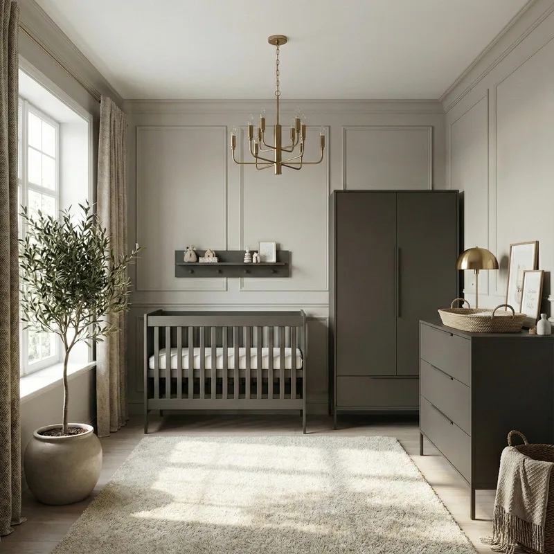Lissabon Babykamer 3-Delig – Ledikant, Commode en Kast – Vanaf Geboorte tot ca. 2,5 Jaar van Born Lucky in Bruin – productfoto