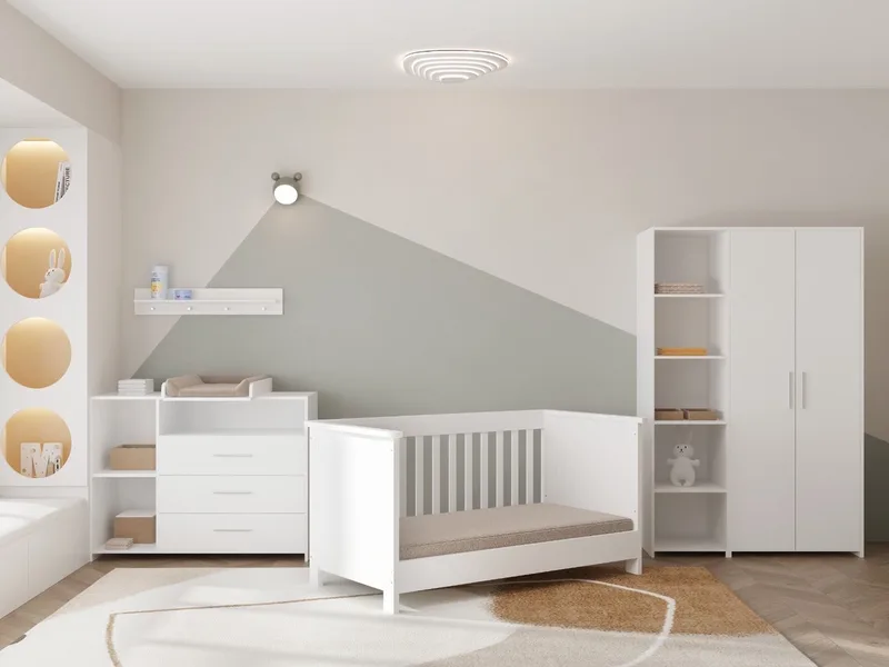 Luuk Meegroei Babykamer 3-Delig – Ledikant, Commode en Kast – Vanaf Geboorte tot ca. 5 Jaar de Born Lucky en Blanc – photo produit
