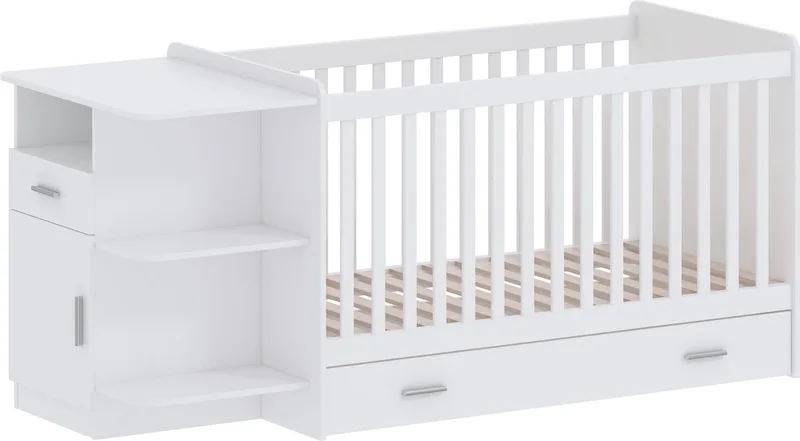 Meegroei Ledikant / Combi Ledikant Sydney Verstelbare bodem / Met Lade by Born Lucky in White – product photo