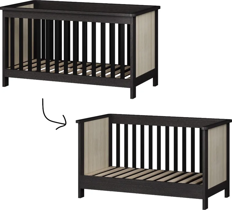 Meegroei Ledikant Oxford Eiken 70 x 140 cm by Born Lucky in Black – product photo