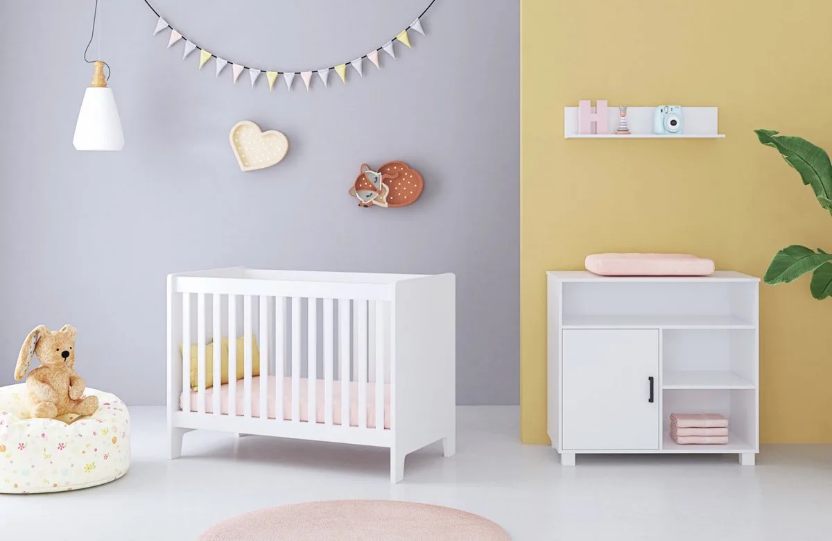 Mila Babykamer 2-Delig – Ledikant en Commode – Vanaf Geboorte tot ca. 2,5 Jaar by Born Lucky in White – product photo