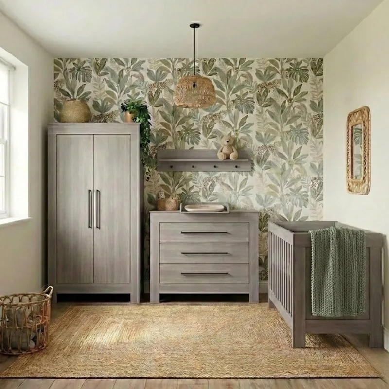 Nevada Babykamer 3-Delig – Ledikant, Commode en Kast – Vanaf Geboorte tot ca. 2,5 Jaar de Born Lucky en Gris – photo produit