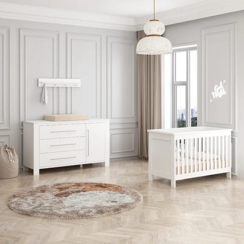 Noel Babykamer 2-Delig – Ledikant en XL Commode – Vanaf Geboorte tot ca. 2,5 Jaar de Born Lucky en Blanc – photo produit