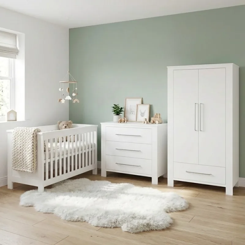 Noel Babykamer 3-Delig – Ledikant, Commode en Kast – Vanaf Geboorte tot ca. 2,5 Jaar de Born Lucky en Blanc – photo produit