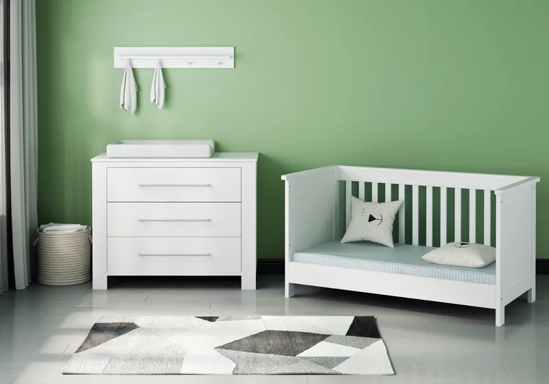 Noel Meegroei Babykamer 2-Delig – Ledikant en Commode – Vanaf Geboorte tot ca. 5 Jaar de Born Lucky en Blanc – photo produit