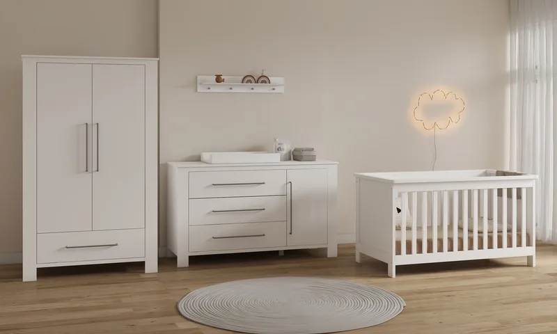 Noel Meegroei Babykamer 3-Delig – Ledikant, XL Commode en Kast – Vanaf Geboorte tot ca. 5 Jaar de Born Lucky en Blanc – photo produit