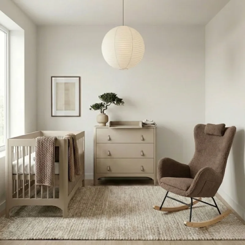 Nordic Meegroei Babykamer 2 Delig Compleet – Baby bed 70x140 cm & Commode de Born Lucky en Beige – photo produit