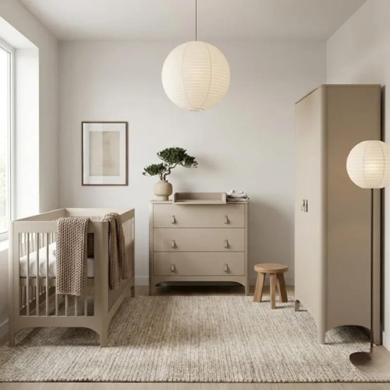 Nordic Meegroei Babykamer 3 Delig Compleet – Baby bed 70x140 cm – Commode – Kast – 3-Delig van Born Lucky in Beige – productfoto