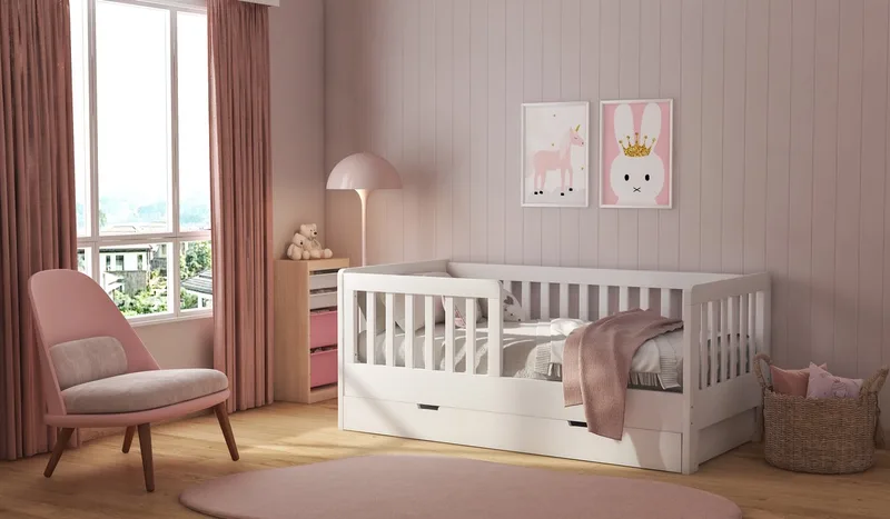 Peuterbed Met Lade Joan 70 x 140 cm van Born Lucky in Wit – productfoto