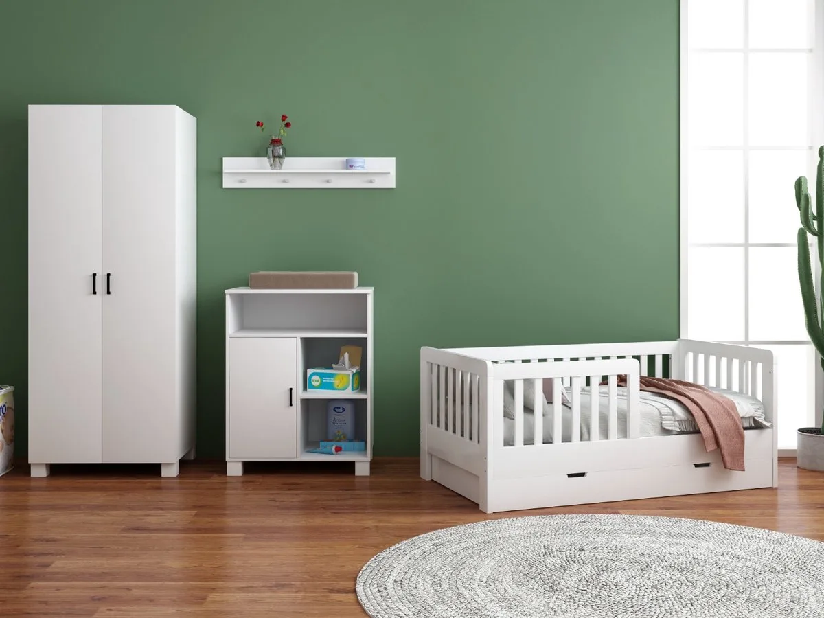 Peuterkamer Met Lade Joan 3 Delig met Commode Mila en Mila Kledingkast – Geschikt vanaf 2 Jaar van Born Lucky in Wit – productfoto