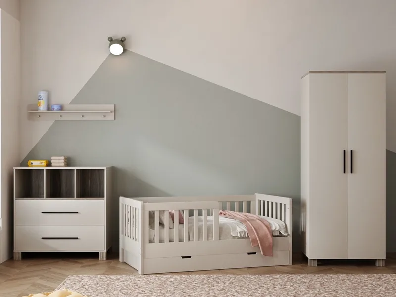 ® Peuterkamer Met Lade Joan Clay 3 Delig met Commode Geneve en Kledingkast Geneve – Geschikt vanaf 2 Jaar van Born Lucky in Beige – productfoto