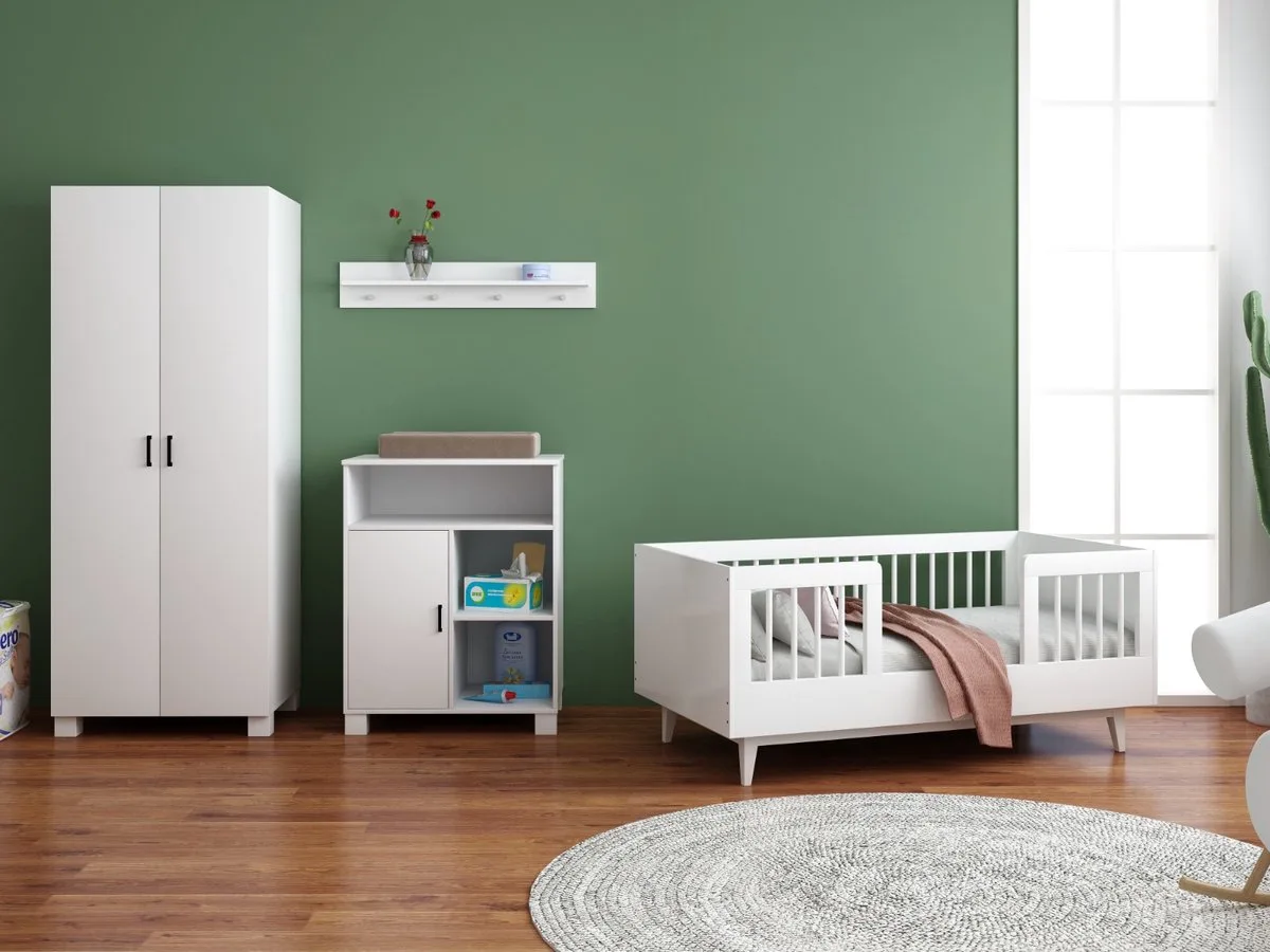 Peuterkamer Timo 3 Delig met Commode Mila en Mila Kledingkast – Geschikt vanaf 2 Jaar van Born Lucky in Wit – productfoto
