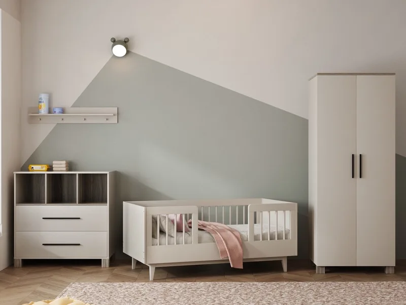 Peuterkamer Timo Clay 3 Delig met Commode Geneve en Kledingkast Geneve – Geschikt vanaf 2 Jaar by Born Lucky in Beige – product photo