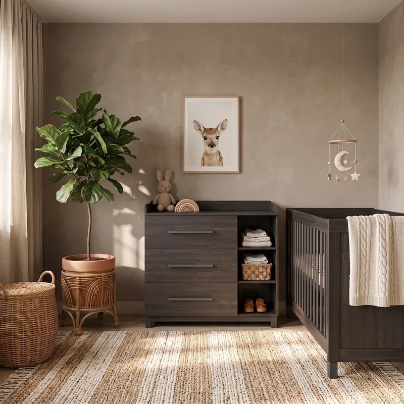 Roxy Meegroei Babykamer 2-Delig – Ledikant en Commode – Vanaf Geboorte tot ca. 5 Jaar de Born Lucky en Marron – photo produit