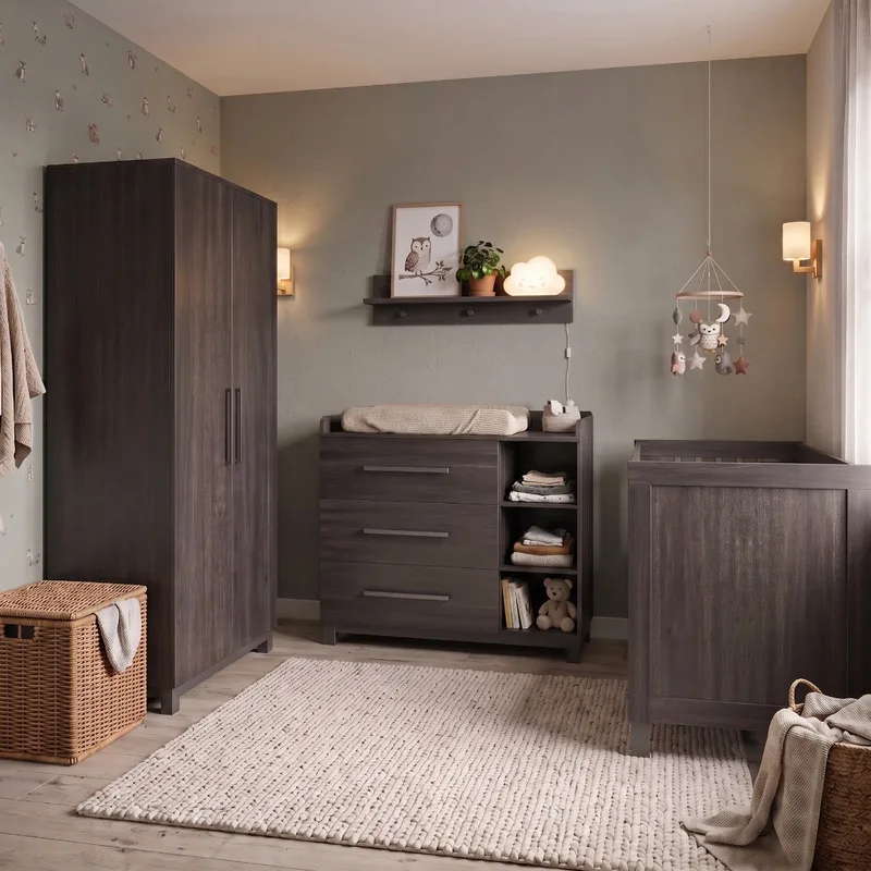 Roxy Meegroei Babykamer 3-Delig – Ledikant, Commode en Kast – Vanaf Geboorte tot ca. 5 Jaar de Born Lucky en Marron – photo produit