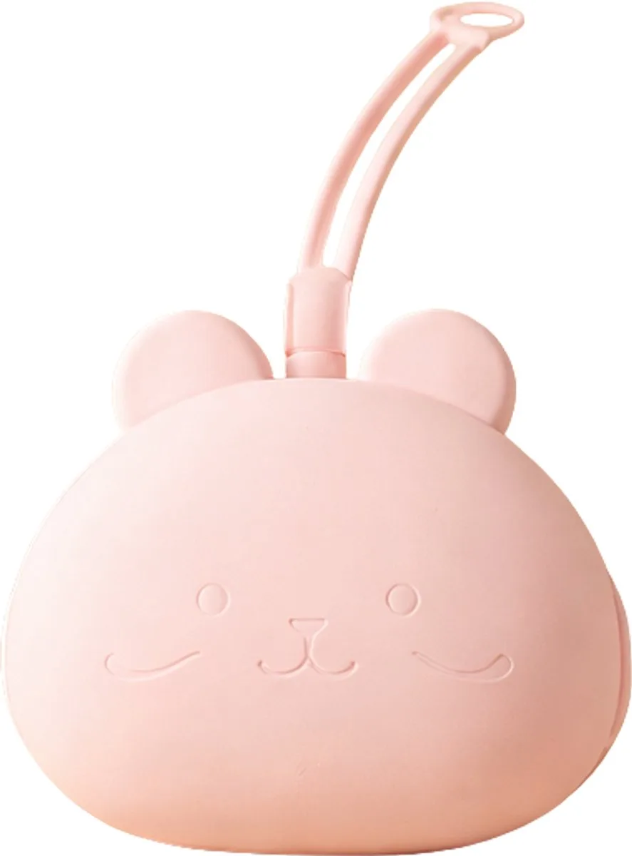 Siliconen fopspeenhouder van Born Lucky in Abrikoos roze – productfoto