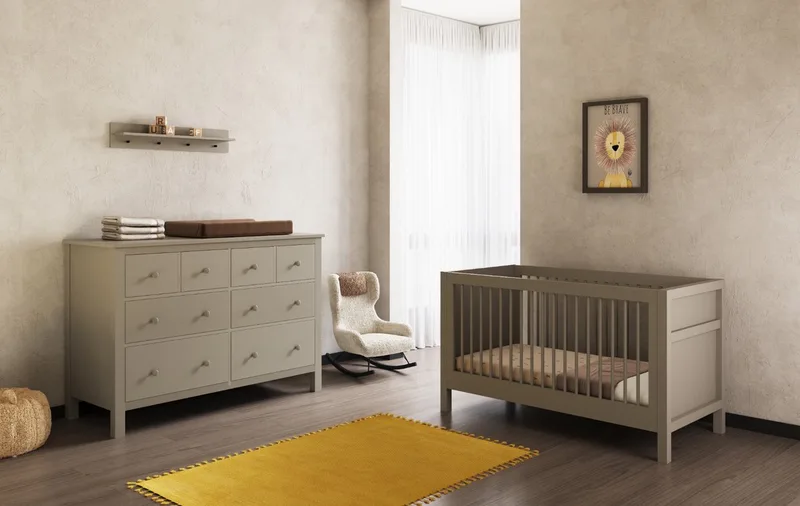Stanton Meegroei Babykamer 2 Delig Compleet – Baby bed 70x140 cm & Commode by Born Lucky in Biscotti – product photo