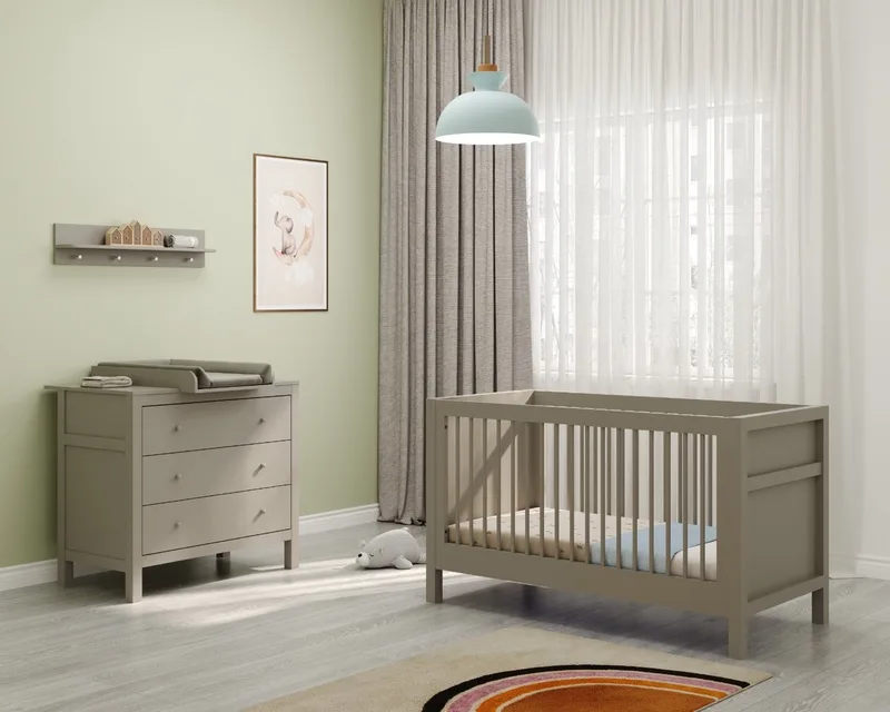 Stanton Meegroei Babykamer 2-Delig – Ledikant en Commode – Vanaf Geboorte tot ca. 5 Jaar by Born Lucky in Brown – product photo