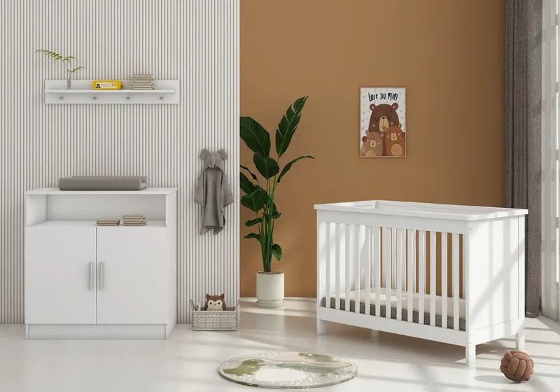 Texas Babykamer 2-Delig – Ledikant en Commode – Vanaf Geboorte tot ca. 2,5 Jaar de Born Lucky en Blanc – photo produit