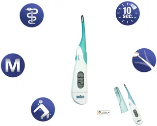 Fieberthermometer Braun Digital-Thermometer, PRT 1000, zuverlässig und extrem schnell durch professionelle Genauigkeit by Braun in Green, White – product photo 4 of 4