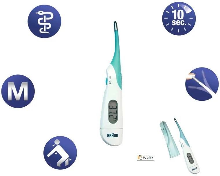 Fieberthermometer Braun Digital-Thermometer, PRT 1000, zuverlässig und extrem schnell durch professionelle Genauigkeit by Braun in Green, White – product photo 4 of 4