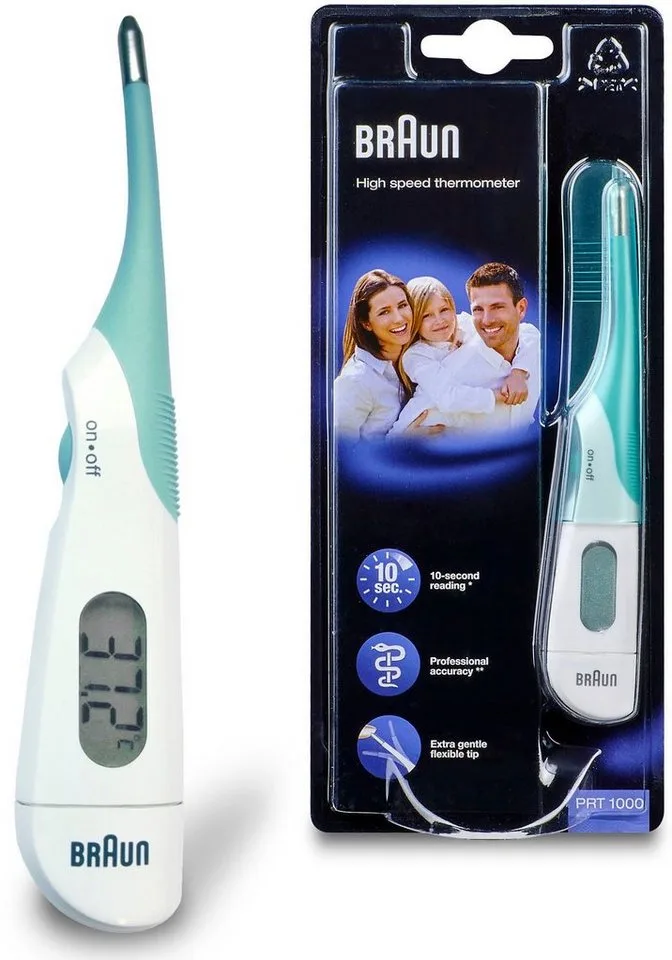 Fieberthermometer Braun Digital-Thermometer, PRT 1000, zuverlässig und extrem schnell durch professionelle Genauigkeit by Braun in Green, White – product photo