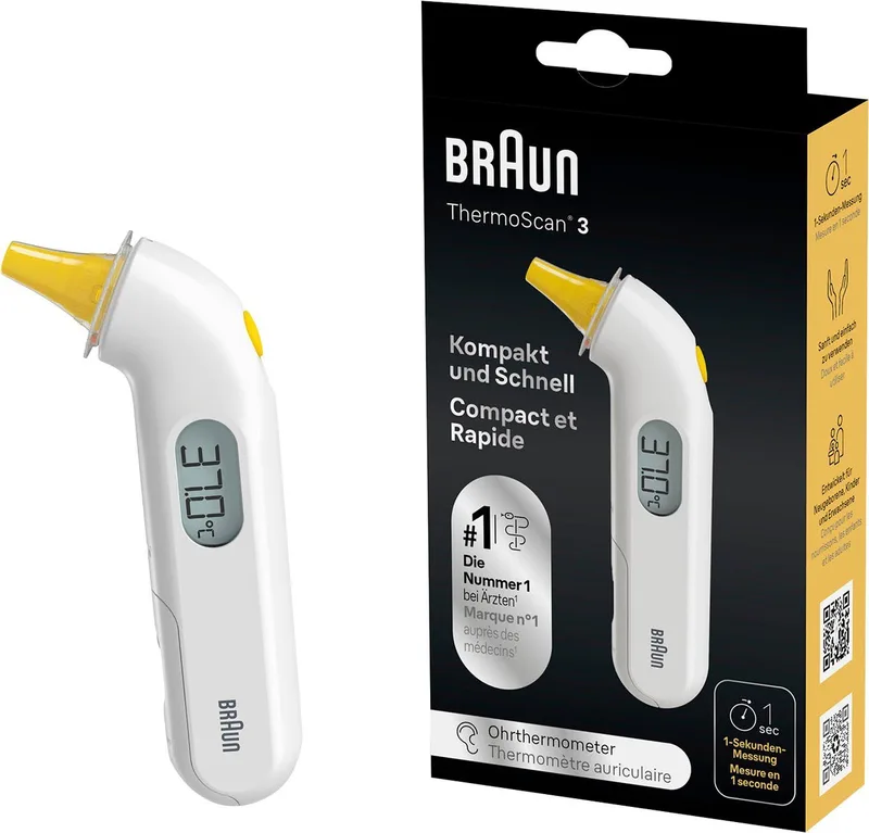 Ohr-Fieberthermometer ThermoScan® 3, IRT3030 från Braun i Vit – produktbild