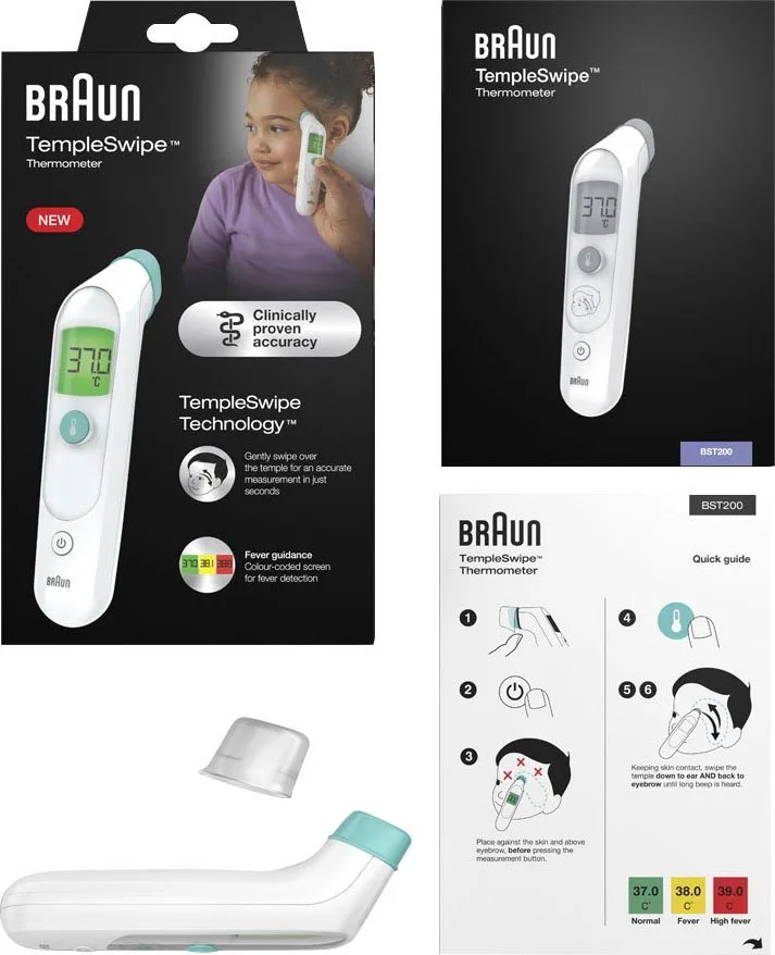 Stirn-Thermometer TempleSwipe BST200 by Braun in White, 13,7 × 21,8 × 5,1 mm – product photo 5 of 5