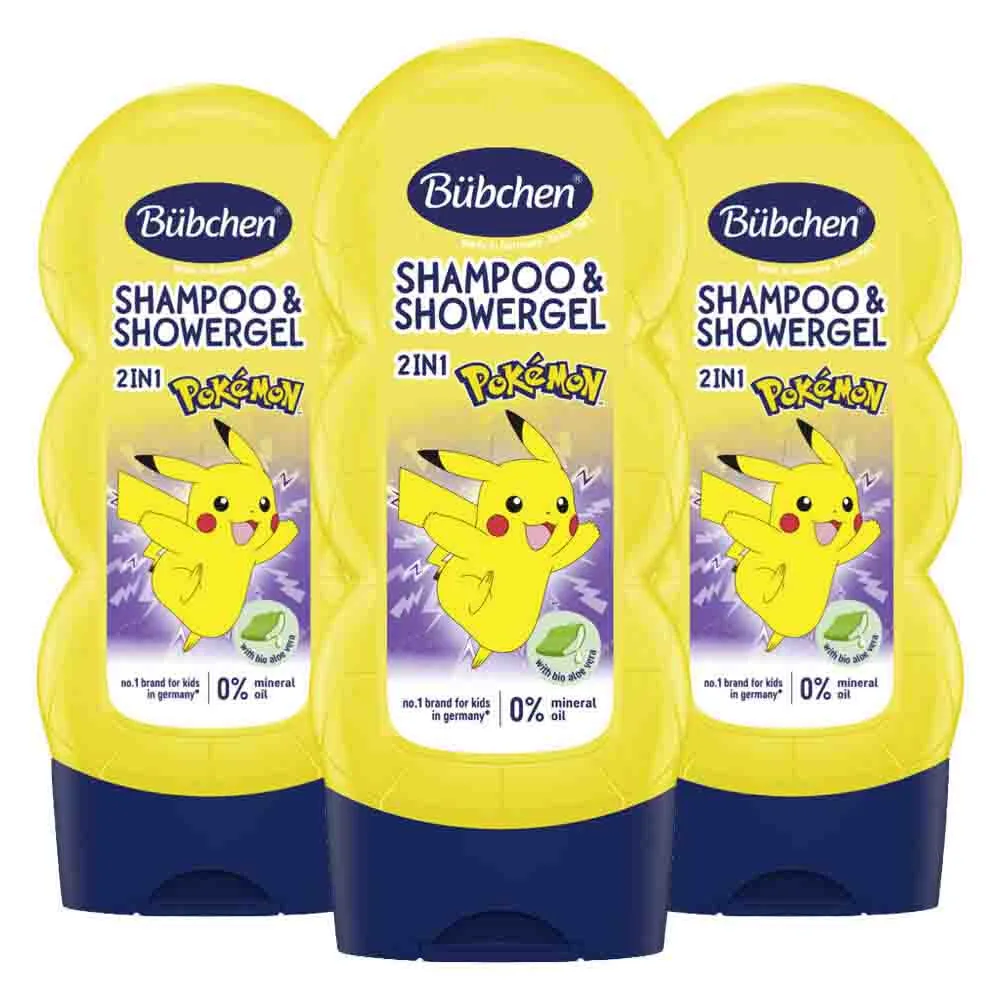 3x Bübchen 2in1 Shampoo & Douchegel Pikachu 230 ml van Bübchen – productfoto