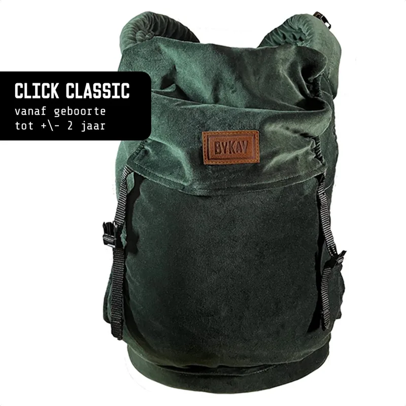 Click Classic - draagzak baby - ergonomisch - tot 18kg - newborn tot 2 jaar - comfortabel en snel - groen van Bykay in Bottle Green – productfoto